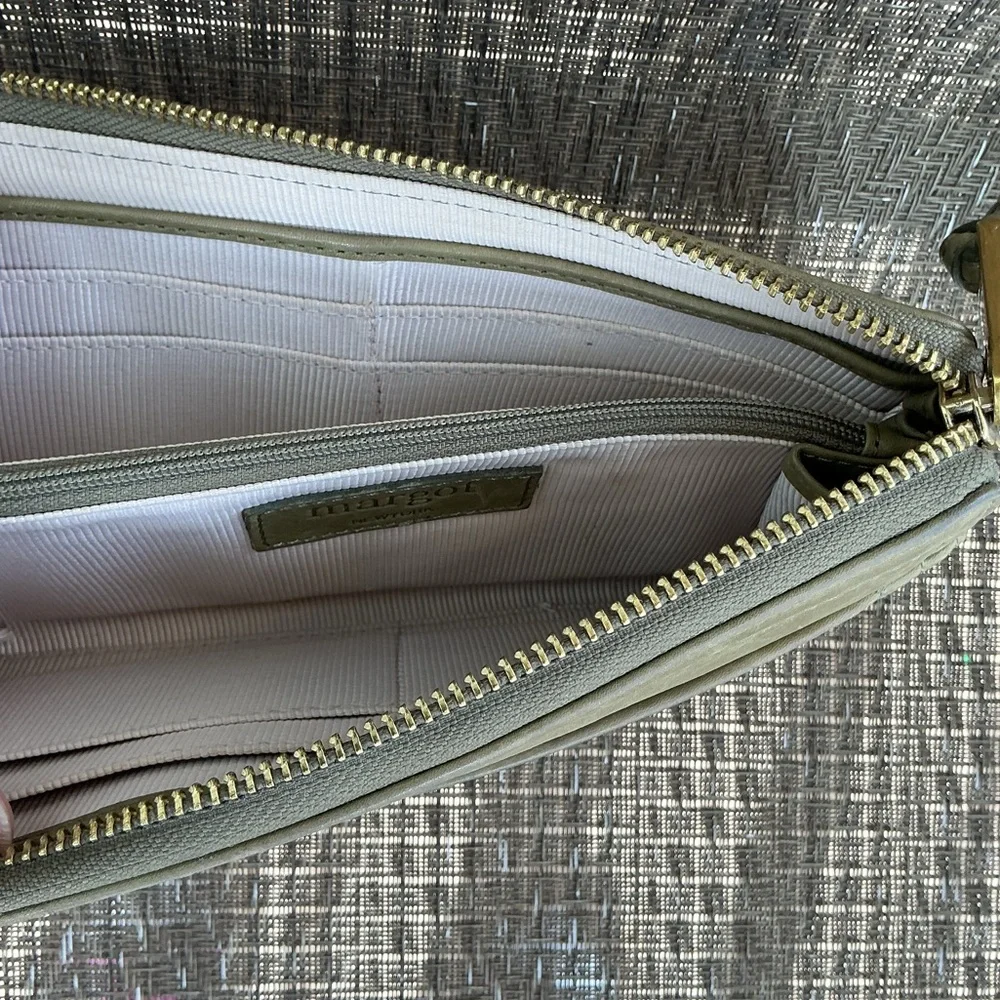 Margot Gabby Sage Green Leather Clutch Wristlet Wallet